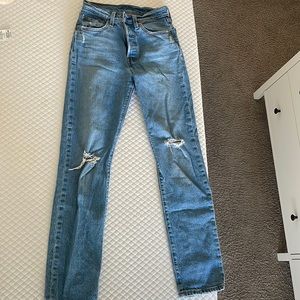 Lev’s 501 jeans in mid blue wash. Size 25.